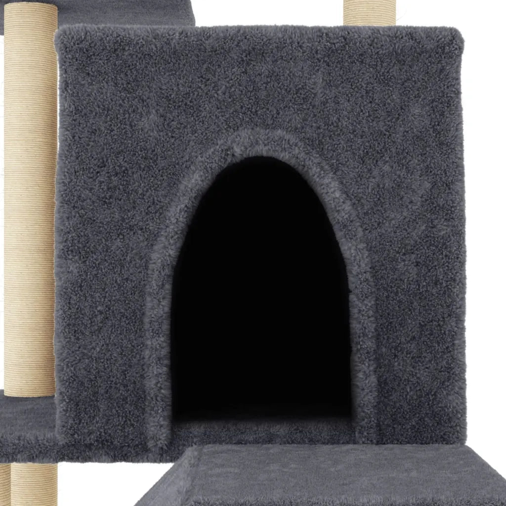 Albero per Gatti con Tiragraffi in Sisal Grigio Scuro 110,5 cm CFW9923932