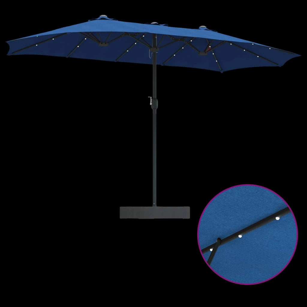 Ombrello da giardino-Ombrellone da spiaggia Azzurro 385 x 209 x 244 cm Poliestere