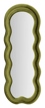 Specchio da Muro Miki Velluto Verde 60x4x160 cm in MDF e Poliestere e Specchio Verde