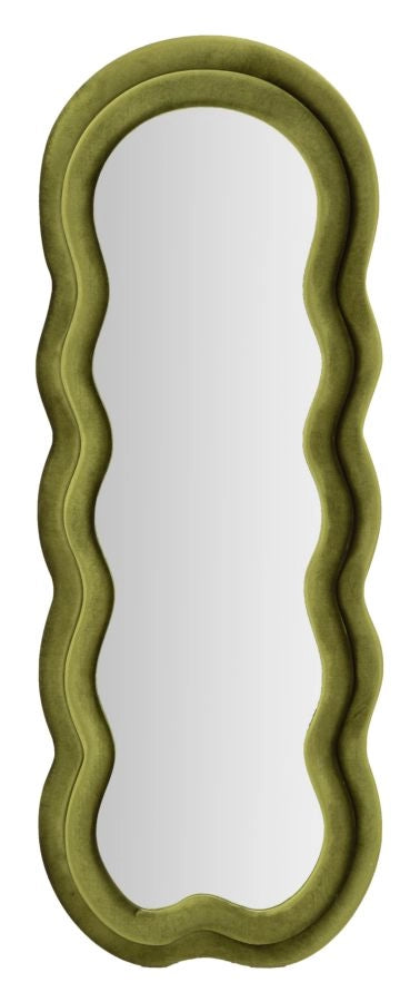 Specchio da Muro Miki Velluto Verde 60x4x160 cm in MDF e Poliestere e Specchio Verde