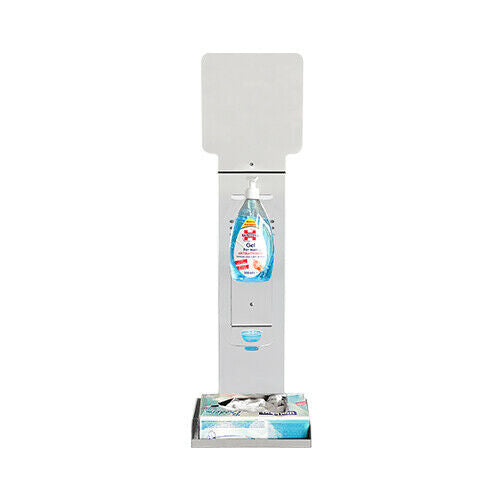 KIT SET DA PARETE TOTEM IGIENIZZANTE DISPENSER GEL PORTA GUANTI - CESTINO