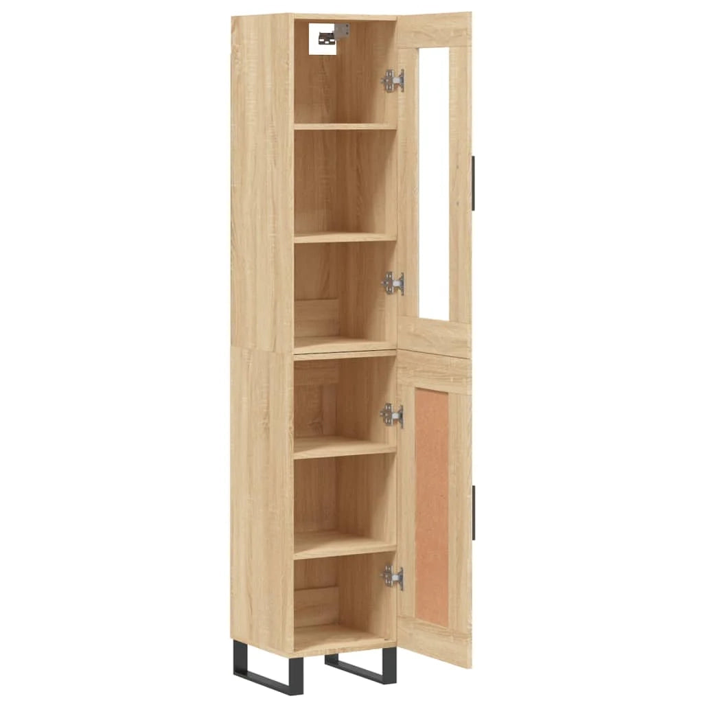 Buffet credenza cassettiera armadio mobile contenitore organizer cucina soggiorno salotto rovere Sonoma alto 34,5 x 34 x 180 cm legno ingegnerizzato marrone 02_0033963