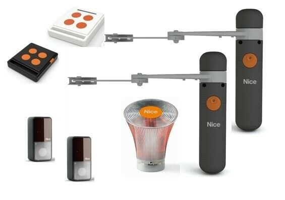 KIT AUTOMAZIONE CANCELLI 2 ANTE 1,6M / 100KG NICE ALTO100 AUTOMATISMI ORIGINALE