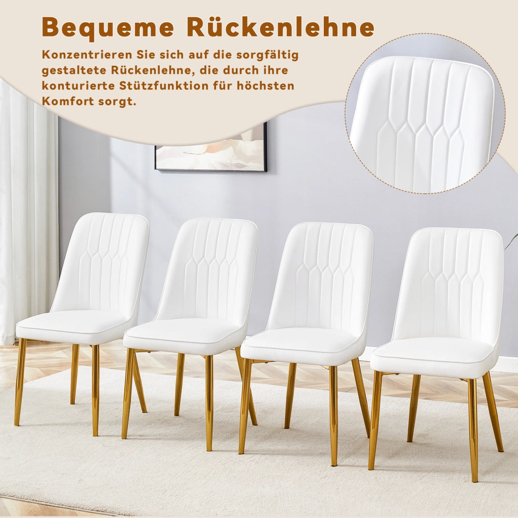 SEDIA da pranzo ergonomica 89 cm PU bianco oro