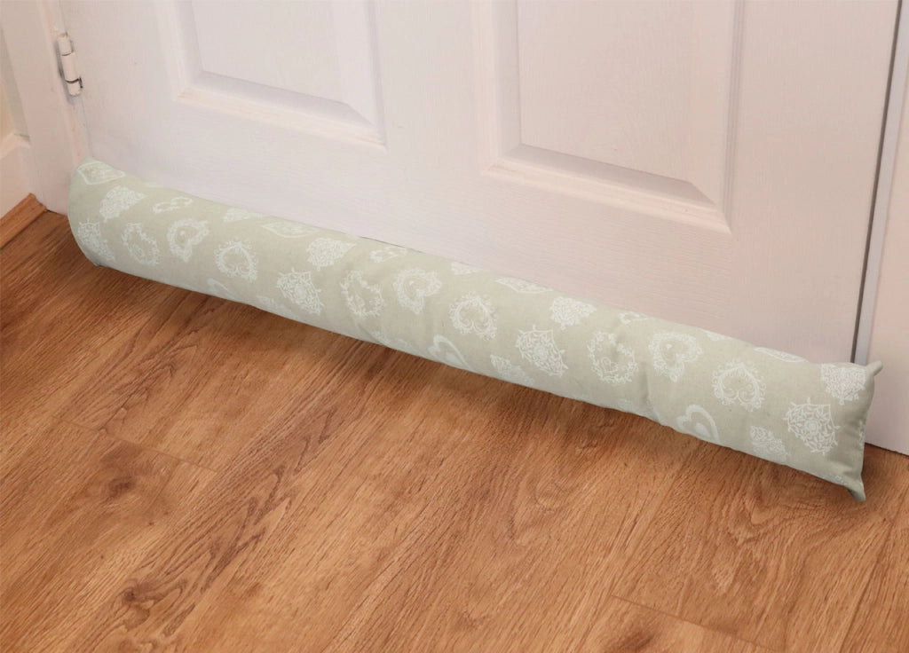 Paraspiffero Decorativo Salsicciotto Porta Finestra Sfoderabile Cuore Bianco 110cm