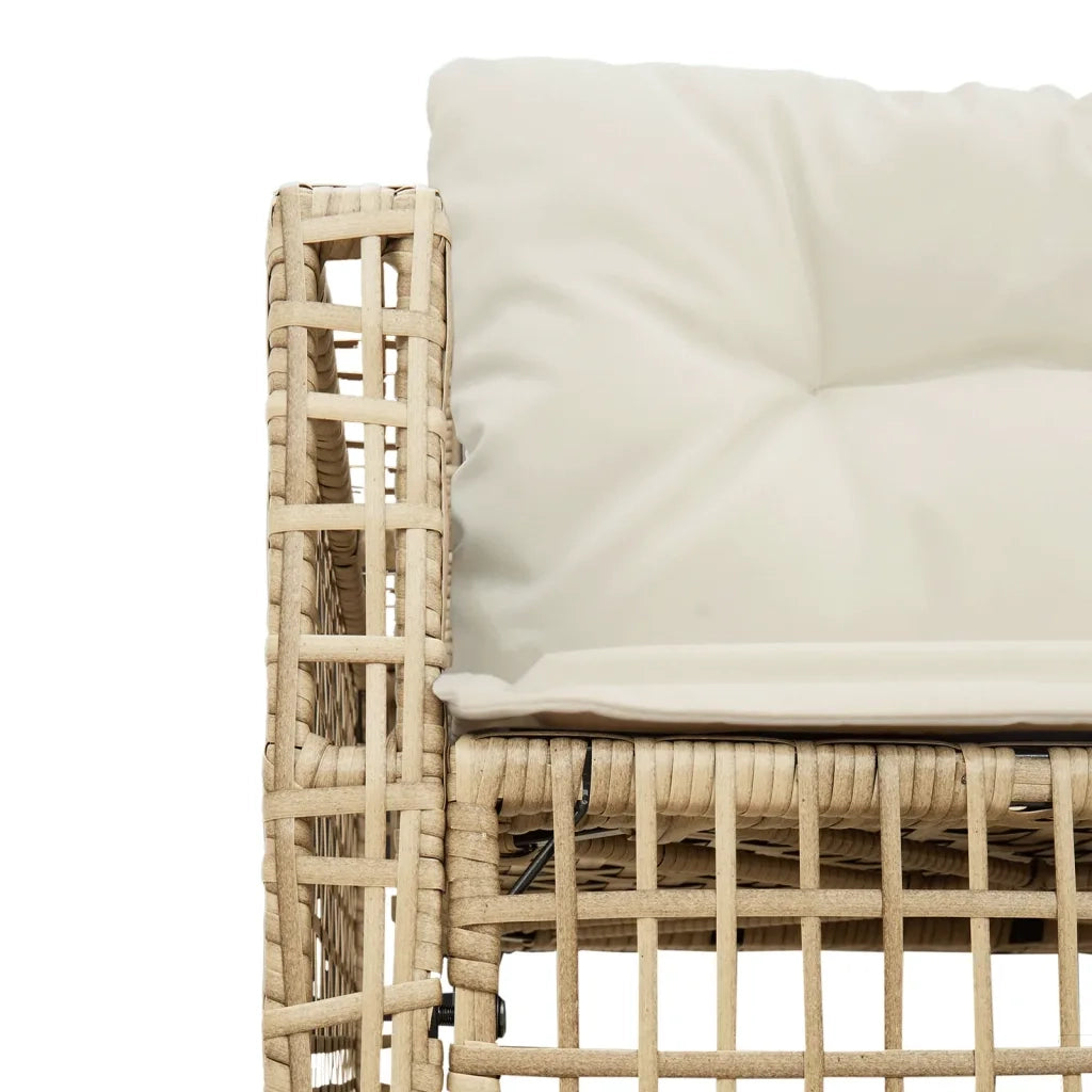 Divano da Giardino a L con Cuscini e Pouf Beige in Polyrattan