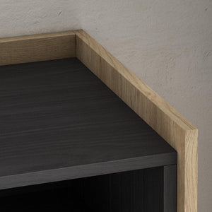 Credenza, Mobile, Cucina, 260x80x37 cm, 5 Porte, Camino elettrico, Nero e rovere RF3875