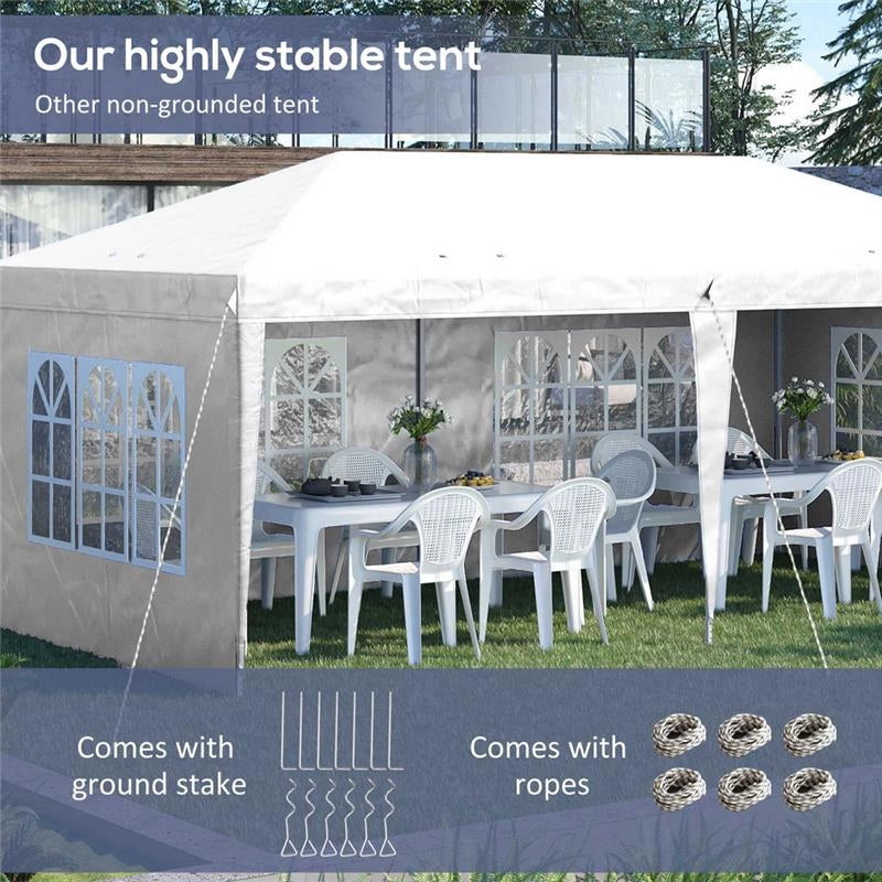 GAZEBO DA ESTERNO TENDE REMOVIBILI 585 X 295 X 270 CM BIANCO