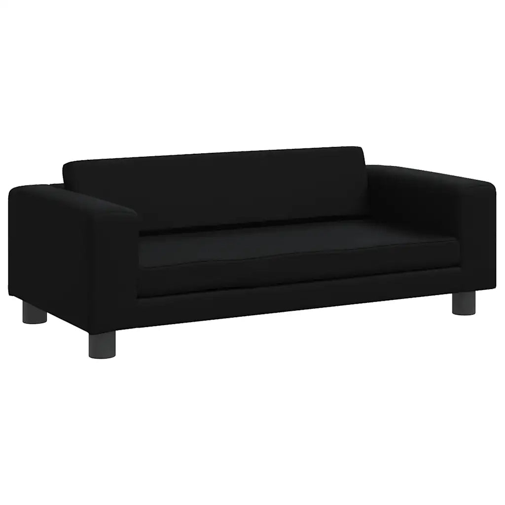 Divano per Bambini con Poggiapiedi-Sofa-Divanetto Nero 100x50x30 cm Similpelle