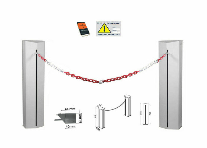 KIT AUTOMAZIONE PER BARRIERA ALZA CATENA INCASSO PILASTRO COLONNA AUTOMATICO 24V