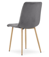 Sedia VALORA TURIN - Elegante sedia da pranzo in velluto grigio scuro x4