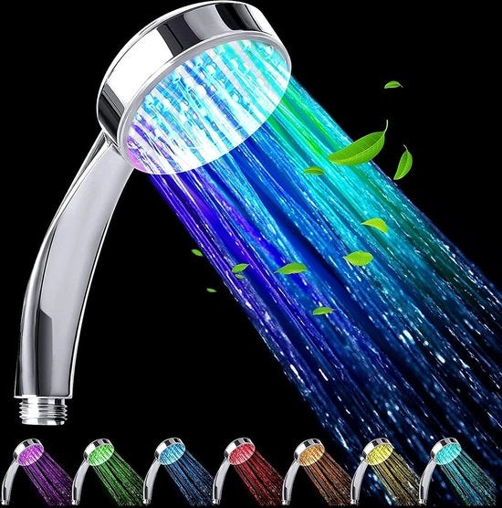 Douchekop LED illuminato - capocchia doccia illuminata - 1 pezzo - cromato - universale