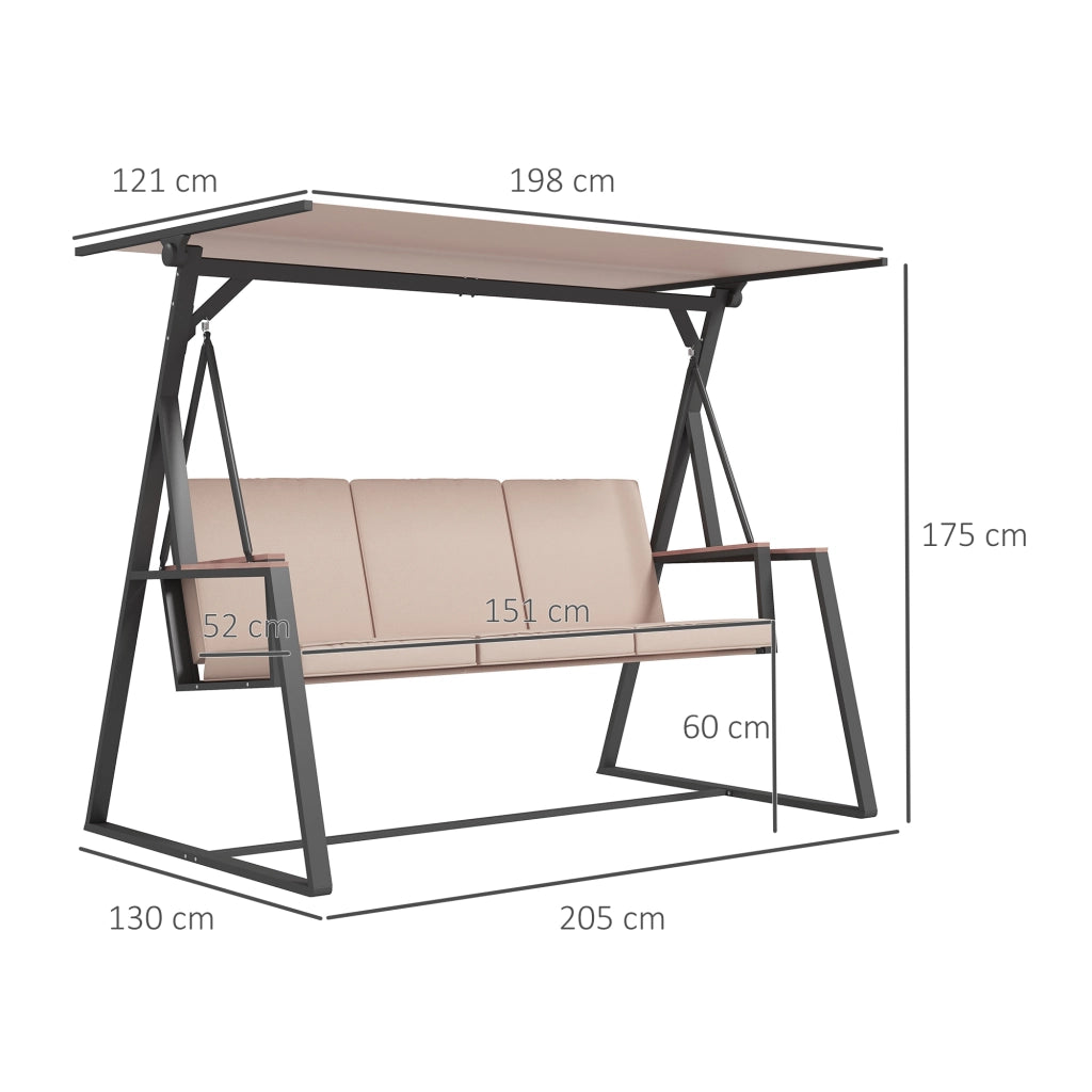Altalena da Giardino 3 Posti con Tetto ¨C zephmum ¨C Beige e Nero