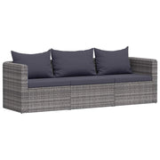 Set Divani da Giardino 3 pz con Cuscini Grigio in Polyrattancod mxl 118881