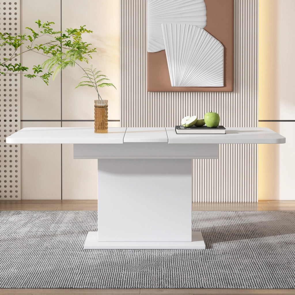 Set da pranzo estensibile beige con tavolo e sedie