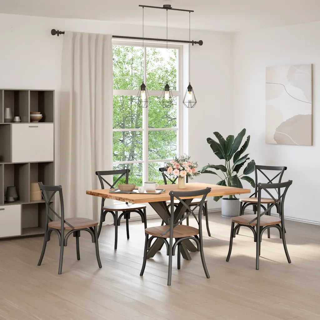 vidaXL Gamba per Tavolo da Pranzo a Forma di Ragno Nero 85x85x(72-73) cm Acciaio