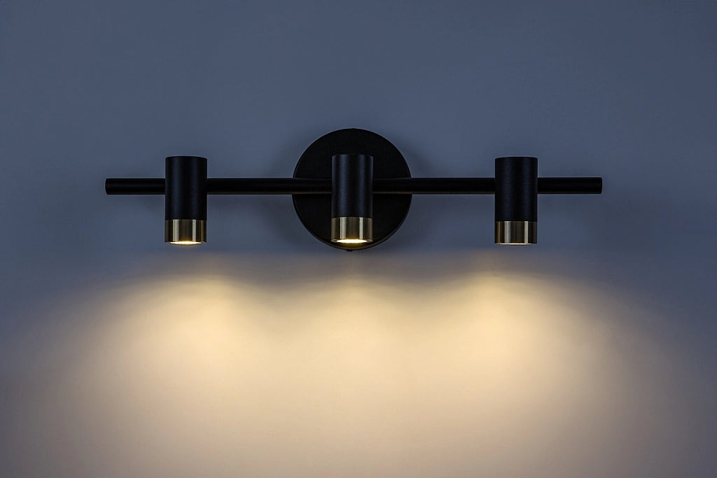 Applique barra industriale nero oro 3 spot LED 9W Rabalux Kadir