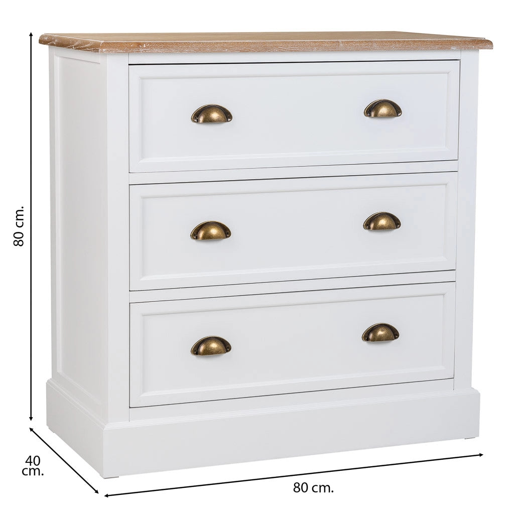 Cassettiera in legno bianco 80x40x80h