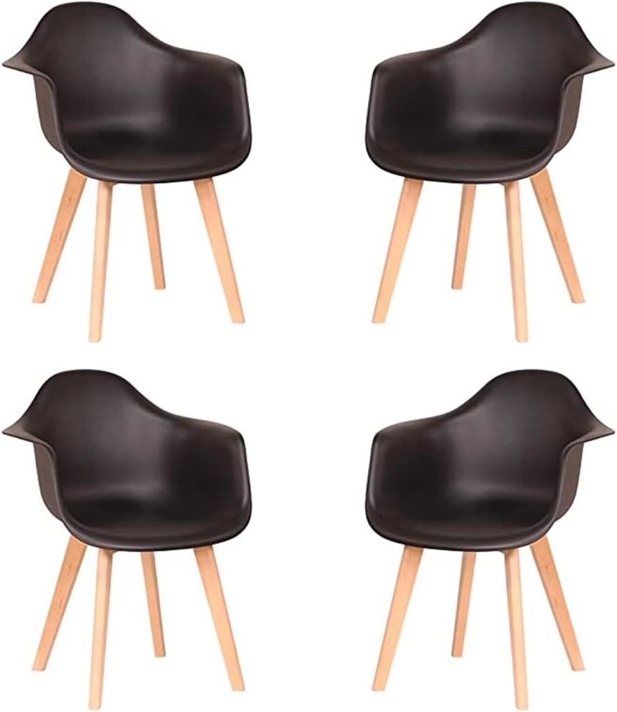 Set di 6 Sedie da Sala da Pranzo con Braccioli, Sedie da Cucina Stile Moderno Poltrone, Gambe in Legno Massello di Faggio, Grigio