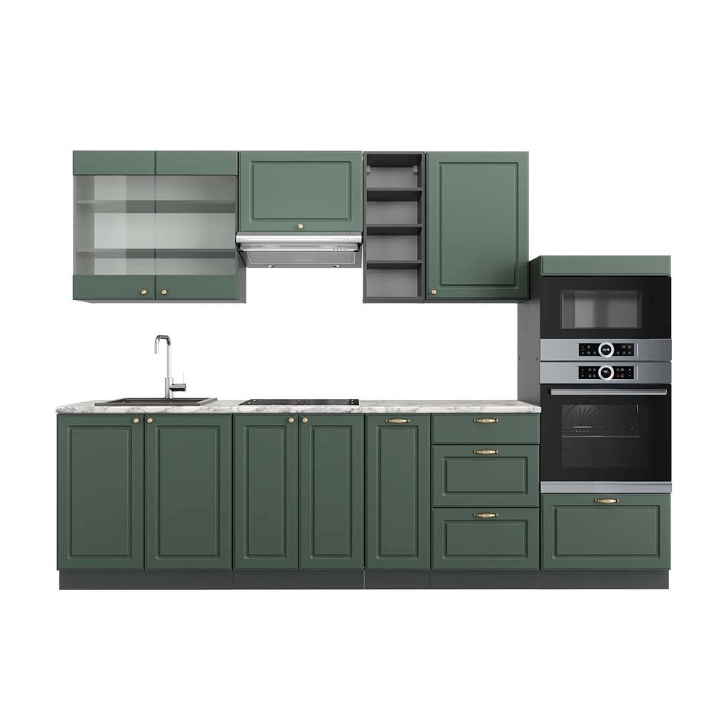 Cucina componibile Fame-Line Verde-oro rustico/Antracite 280 cm, PL Marmo Vicco
