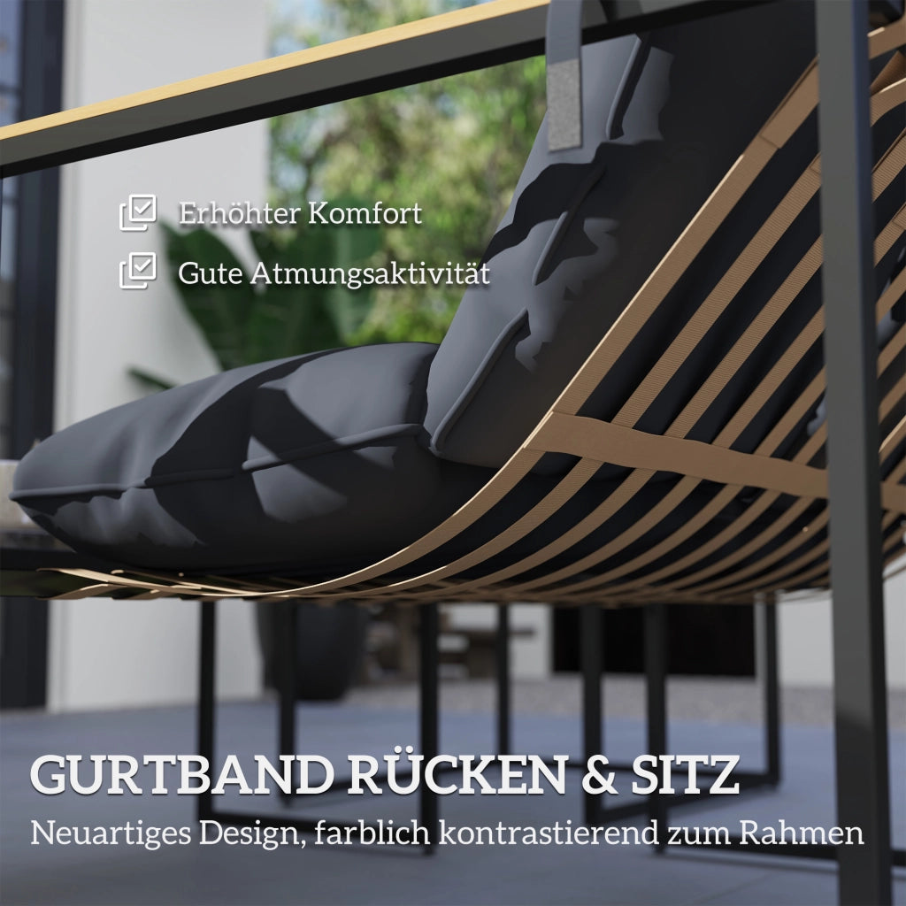 Set da giardino 4 pezzi con poltrone e divano ¨C zephmum ¨C grigio in acciaio e poliestere