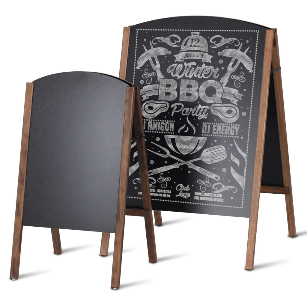 Lavagna nera da esterno in legno pieghevole Lavagna cavalletto da terra 2 lati 80x45cm-Lavagne