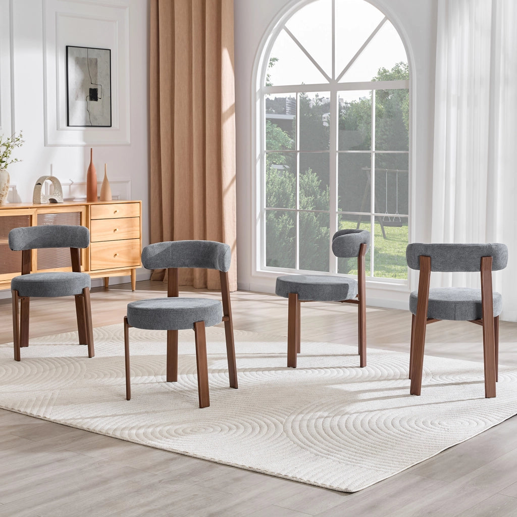 Sedia da Pranzo con Schienale Ergonomico e Seduta Imbottita, in Lino Grigio 57 × 51.5 × 79 cm