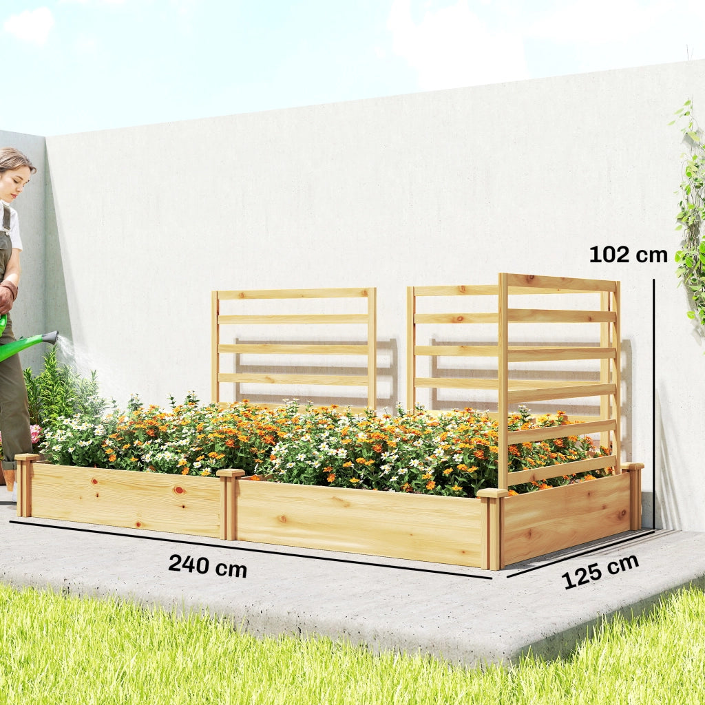 Fioriera con grigliato divisorio in legno da giardino ¨C Xylo ¨C 240x125x102 cm legno naturale