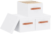 Opbergdozzino con Coperchi - Cubo Organizer Opnevole - Scatole da Mangiatoia con Maniglie - 3-Pack - 33 × 23 × 18 cm - Spazievolutivo - Cassettone di Stoccaggio