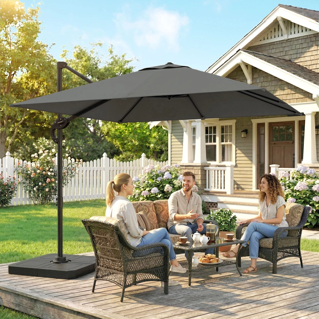 Ombrellone da Giardino ¨C zephmum ¨C Diam. 244 cm, Antracite, Alluminio