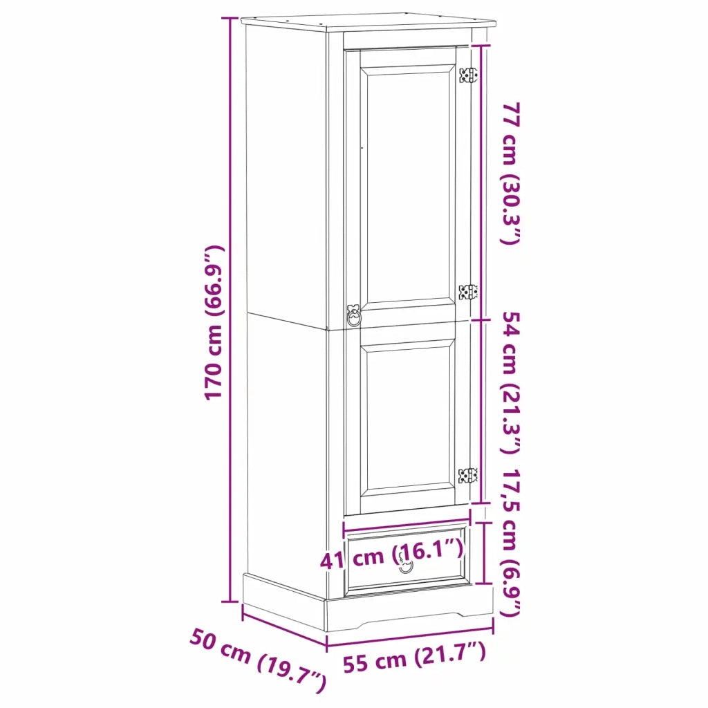 Armadi con cassetto Bianco 55 x 50 x 170 cm Pino massello 42024934