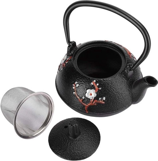Tea Pot a Doppia Parete con Filtro - Acciaio Inossidabile - Resistente al Fretto - Forma Elegante - Decorazione per la Cerimonia del Tè