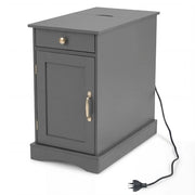 Comodino con prese integrate 60 x 35 x 62 cm spazio di archiviazione ottimizzato design moderno in truciolato grigio 20_0020596
