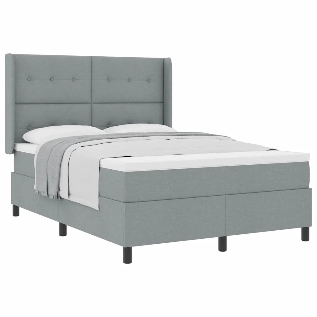 vidaXL Letto a molle con materasso Grigio chiaro 140 x 190 cm Tessuto