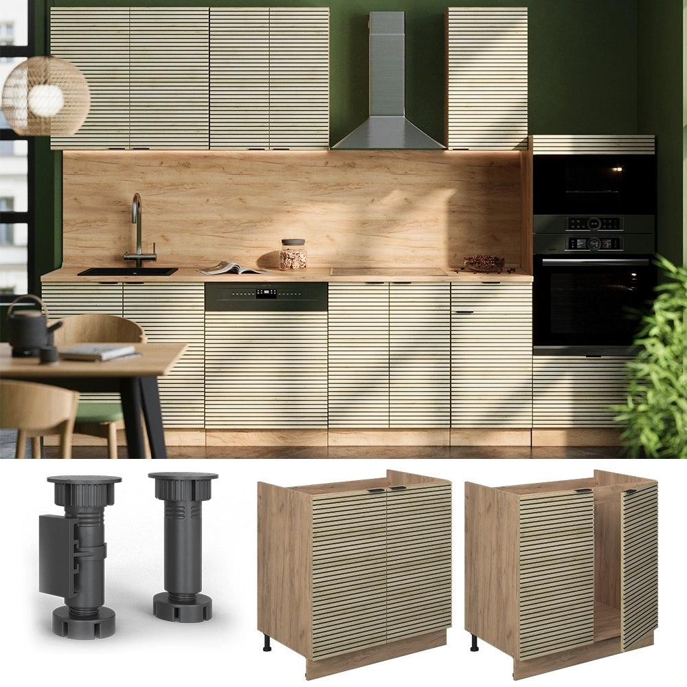 Mobile lavello cucina Fame-Line Pannello in quercia/Rovere dorato 80 cm senza piano di lavoro Vicco