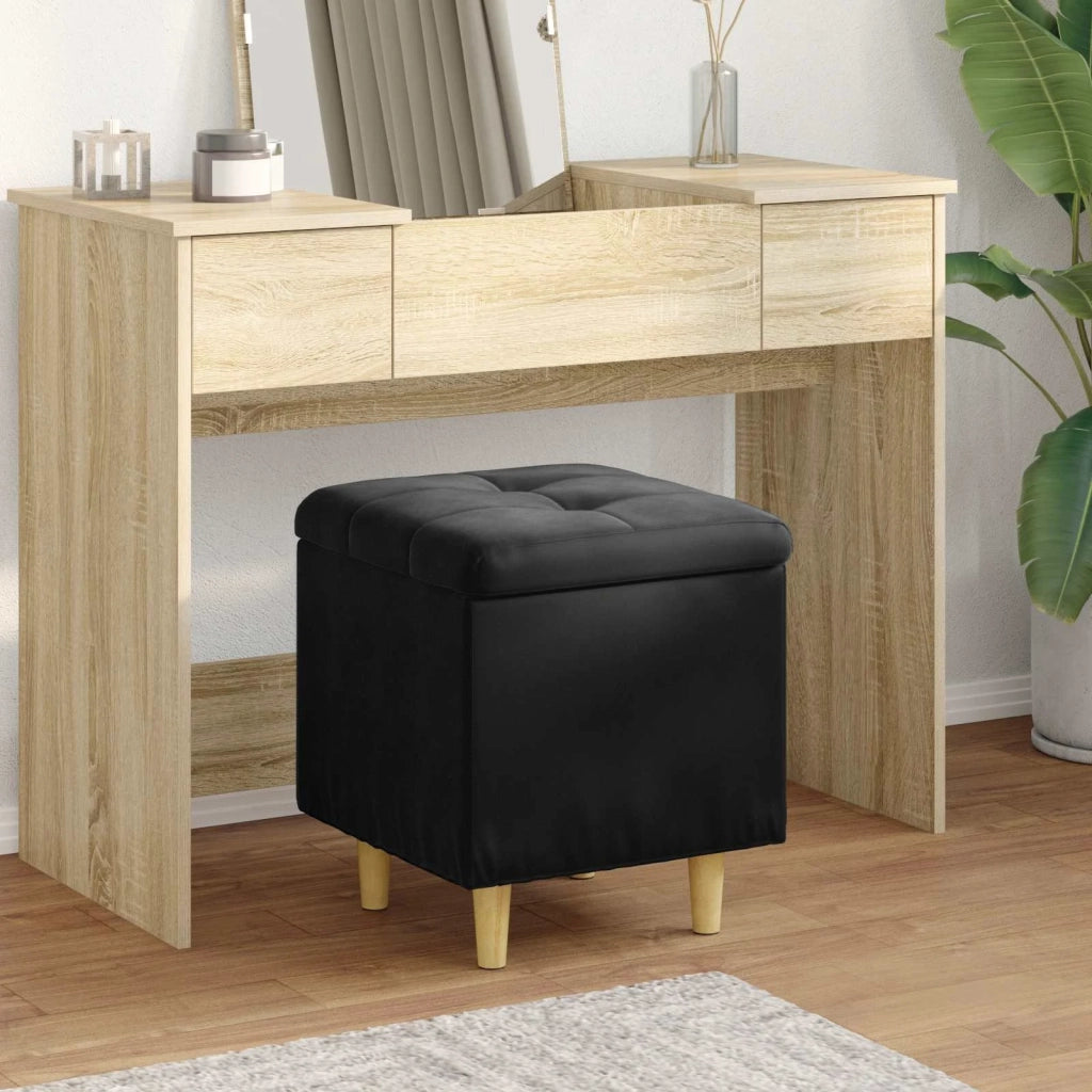 Pouf contenitore con cuscino Nero 40 x 40 x 45 cm Velluto