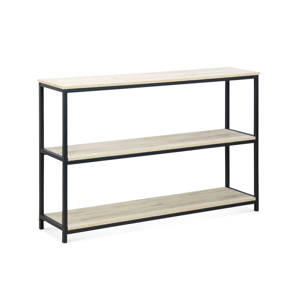 Libreria industriale in metallo e effetto legno, 3 livelli, 120cm,