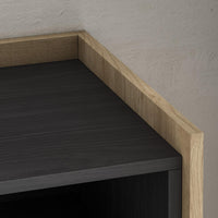 Credenza, Mobile, Cucina, 207x80x37 cm, 4 Porte, Camino elettrico, Nero e rovere RF3891