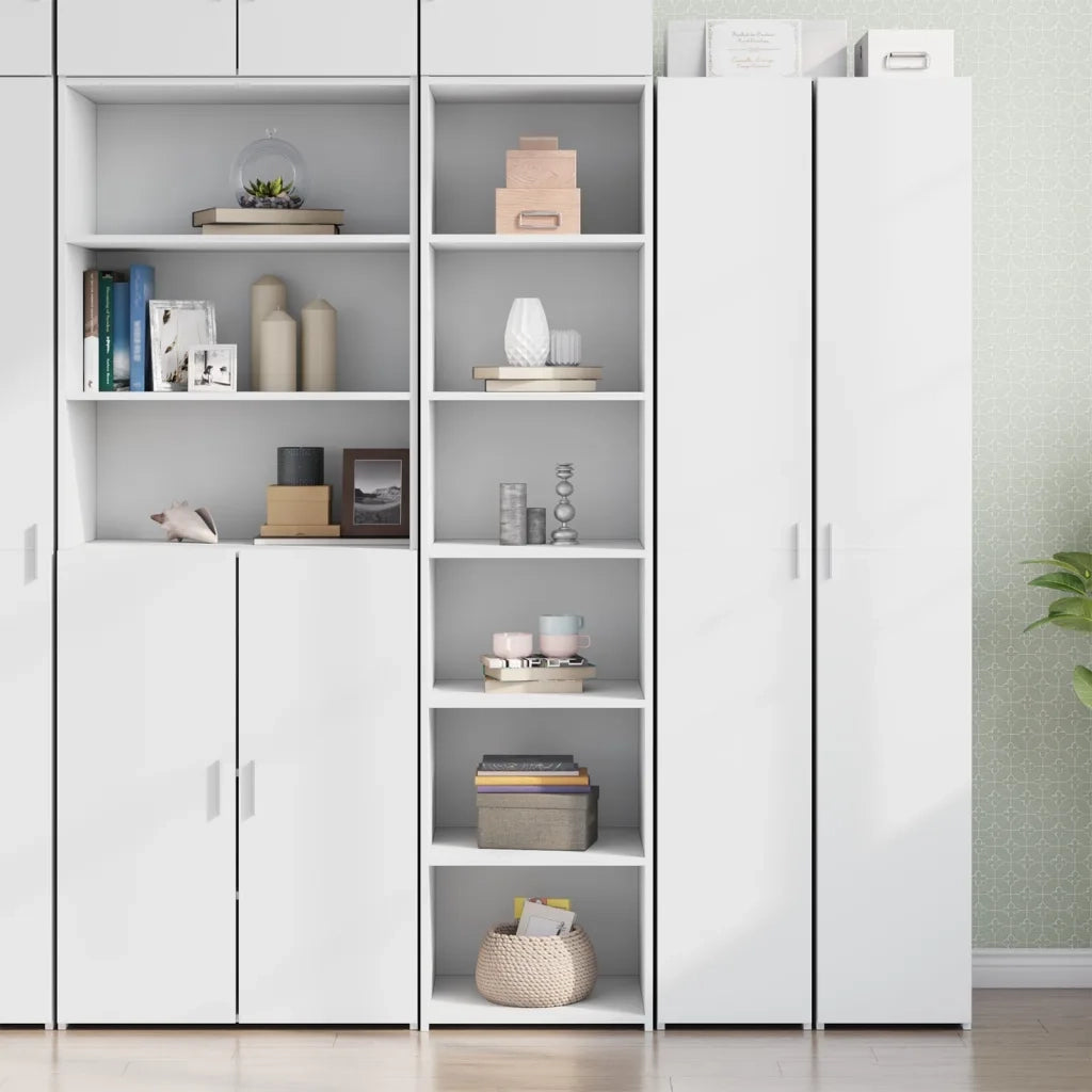 Credenza-Buffet-Armadio da cucina Bianca 45x41x185 cm in Legno Multistrato
