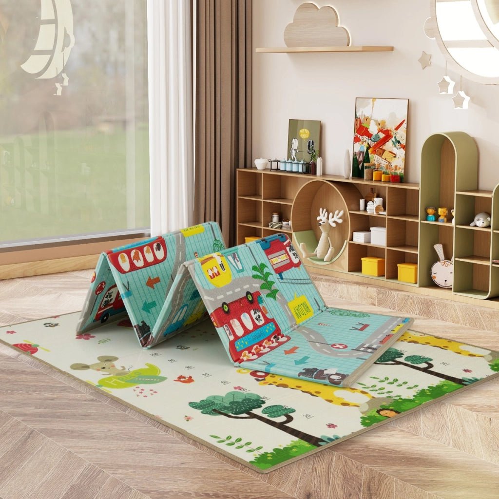 Recinto gioco per bambini piccoli e tappetino pieghevole per bambini, Recinto da gioco per bambini e tappetino doppia faccia di neonati-Per i neonati