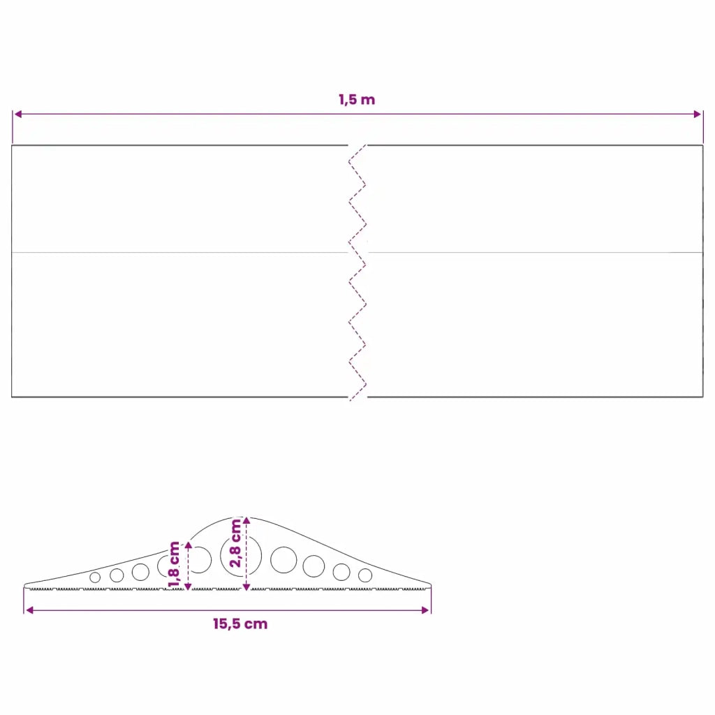 Guarnizione per pavimento del garage Nero 155 x 28 mm 1,5 m 42038233
