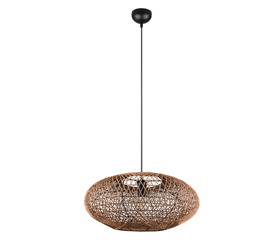 Lampada a sospensione, metallo e sisal, nero, D 52 cm, Hedda
