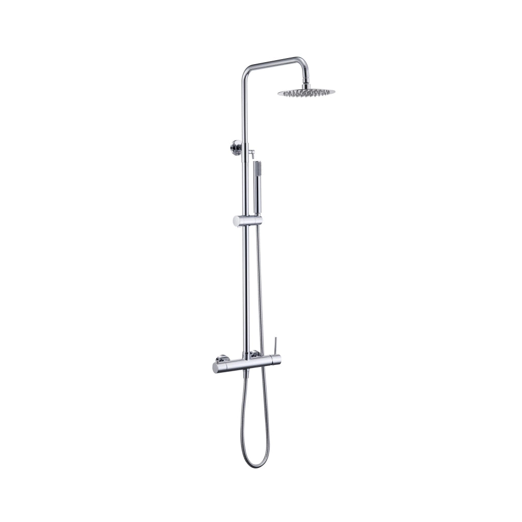 IMEX Colonna doccia miscelatore Monza cromata in acciaio e ottone con soffione extra piatto Ø20 anticalcare cartuccia ceramica Ø35mm asta estensibile tubo e maniglia inclusi – Modello Imex-BDM039