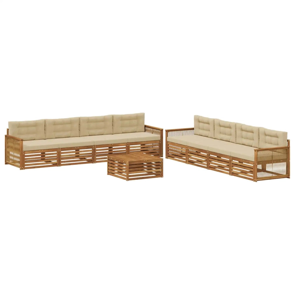 Set di divani da esterno 9 pz Naturale e Beige 3383181