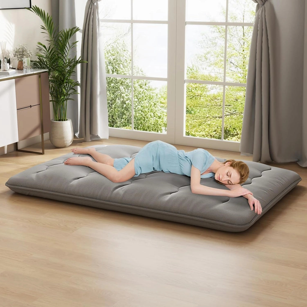 Materasso da pavimento 140 x 200 cm, Futon giapponese pieghevole, con borsa per il trasporto e fodera rimovibile, per camera degli ospiti, camera da letto