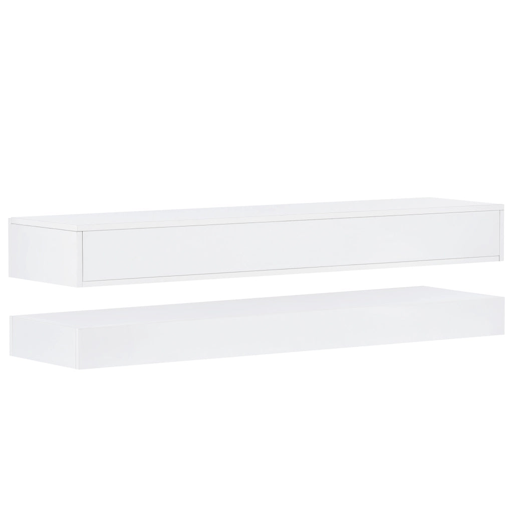 Mobile TV a Parete con LED ¨C Xylo ¨C Bianco, 2 Ante, 4 Cassetti, 130x33x15 cm