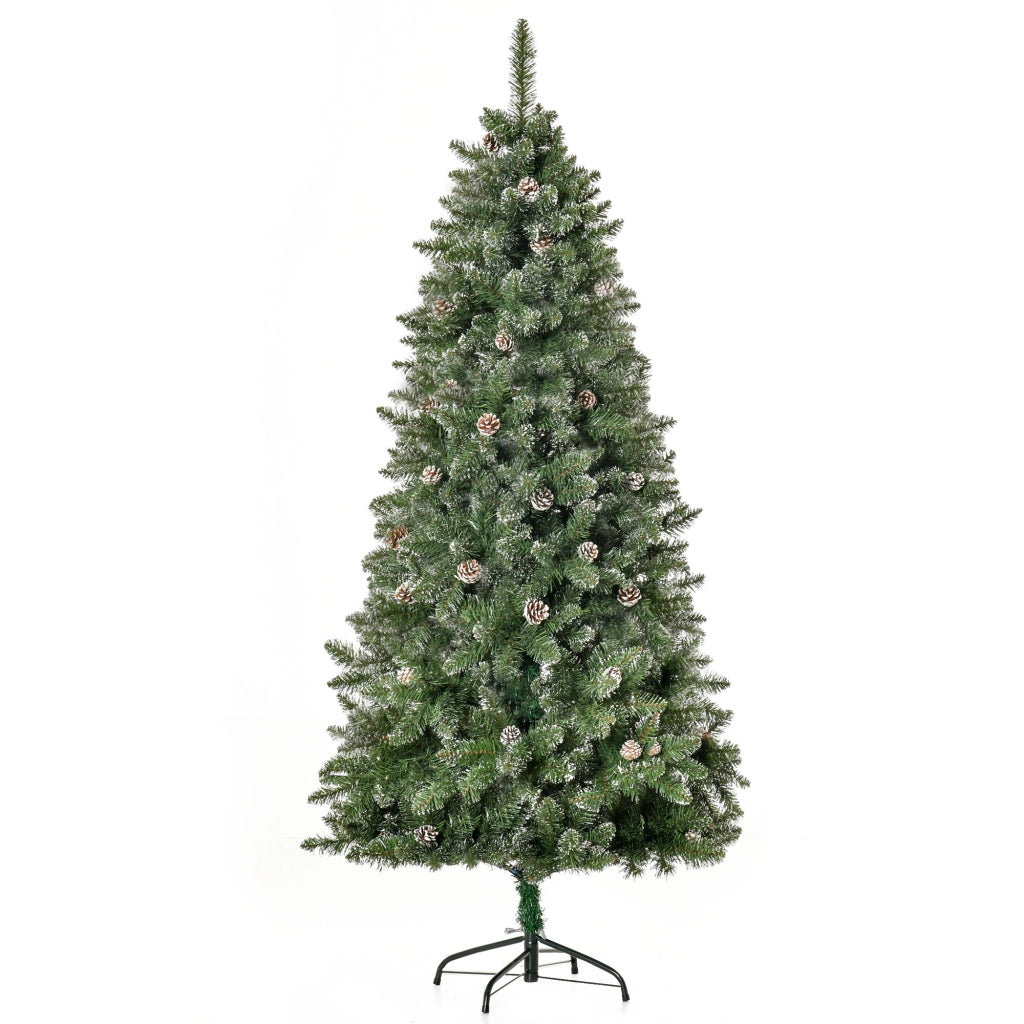 Albero di Natale Artificiale ¨C zephmum ¨C Effetto Neve 180 cm con 50 Pigne e 718 Rami Imitazione Nordmann