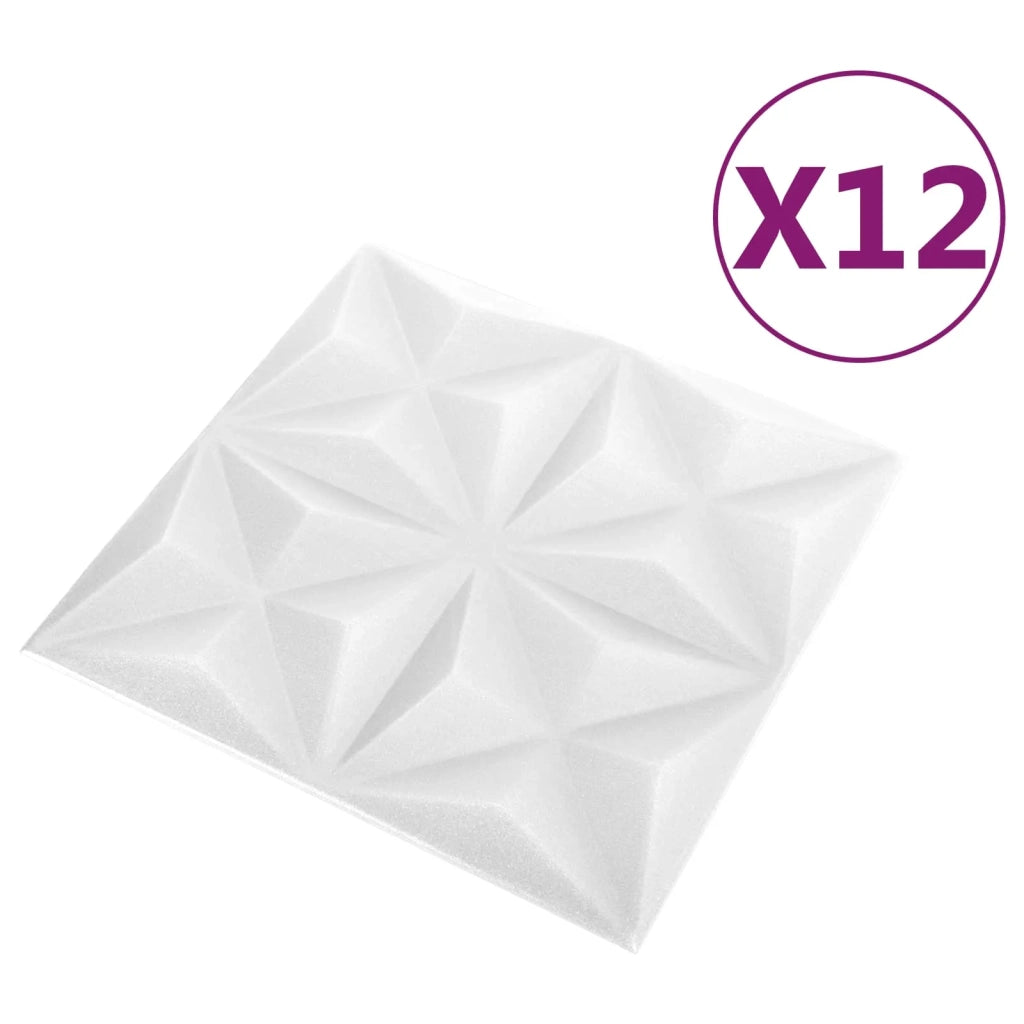 Pannelli da parete 12 pcs Bianco Origami 50 x 50 cm Schiuma XPS