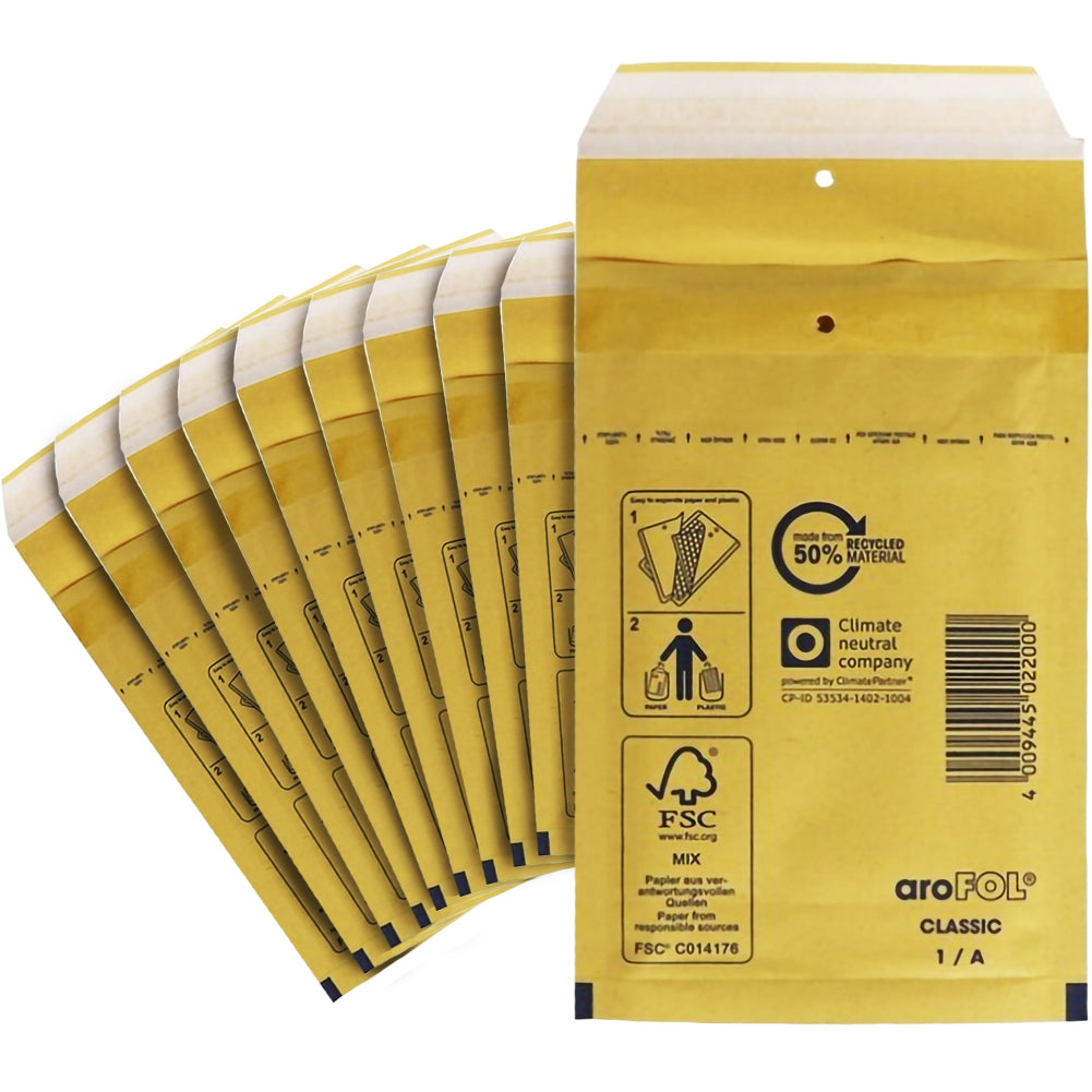 Buste per Spedizioni 10 Pezzi Imbottite Pluriball Gialle Dimensioni 18 x 16,5cm