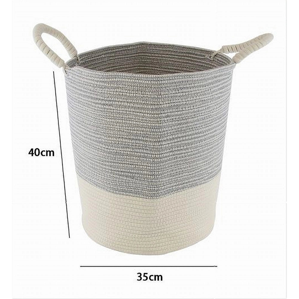 Trade Shop - Cesto Porta Biancheria Oggetti In Corda Intrecciata 35 X 40 Cm Con Manici 10680 -